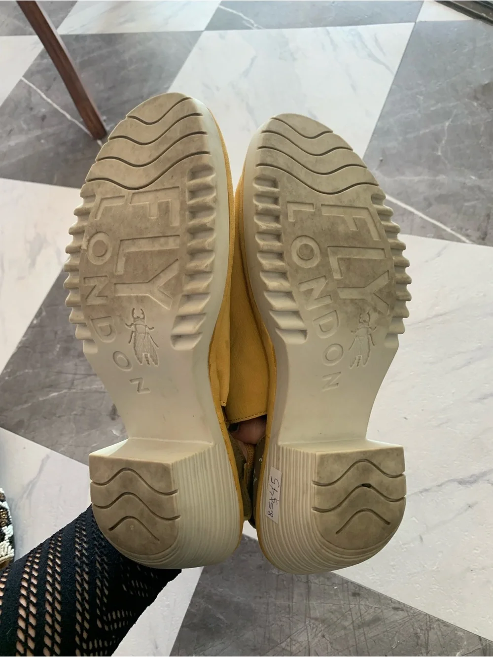 Fly London Mustard Yellow Peep-Toe Slingback Heels